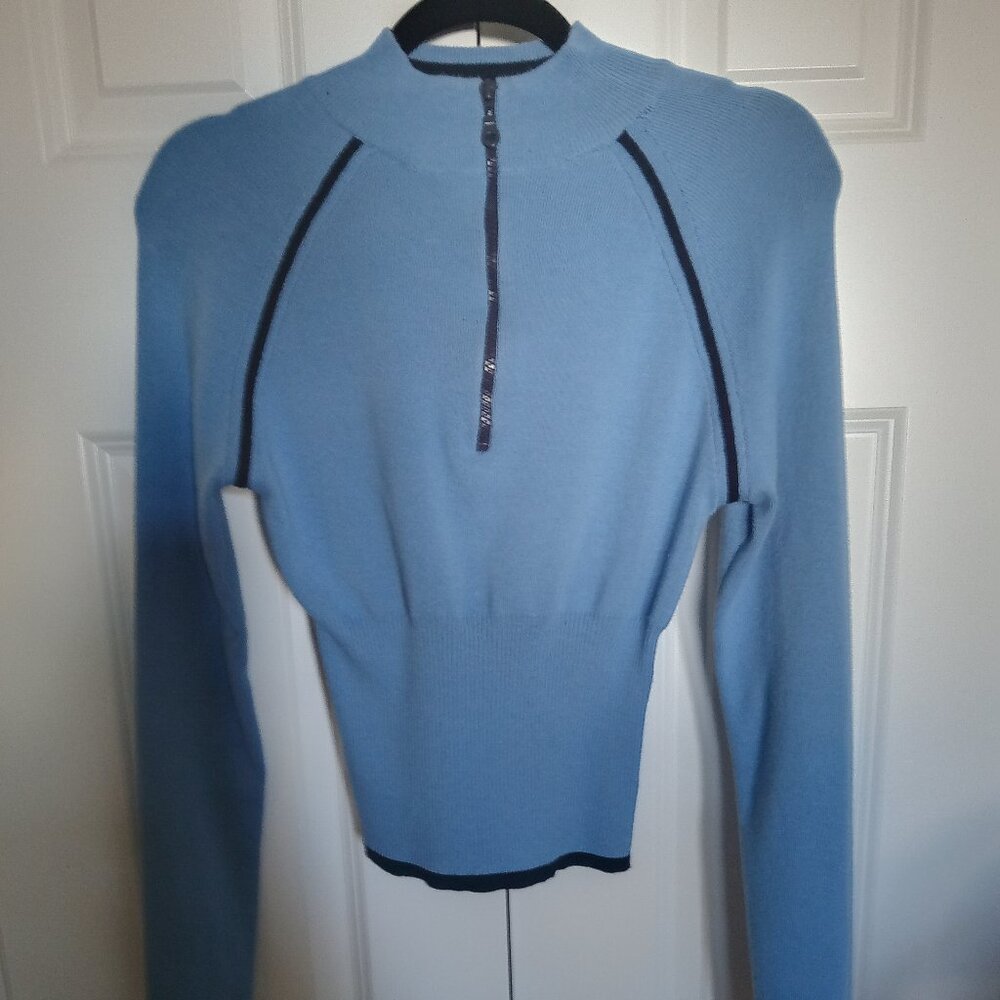 Ladies Zip Up Sweater - Small, Blue